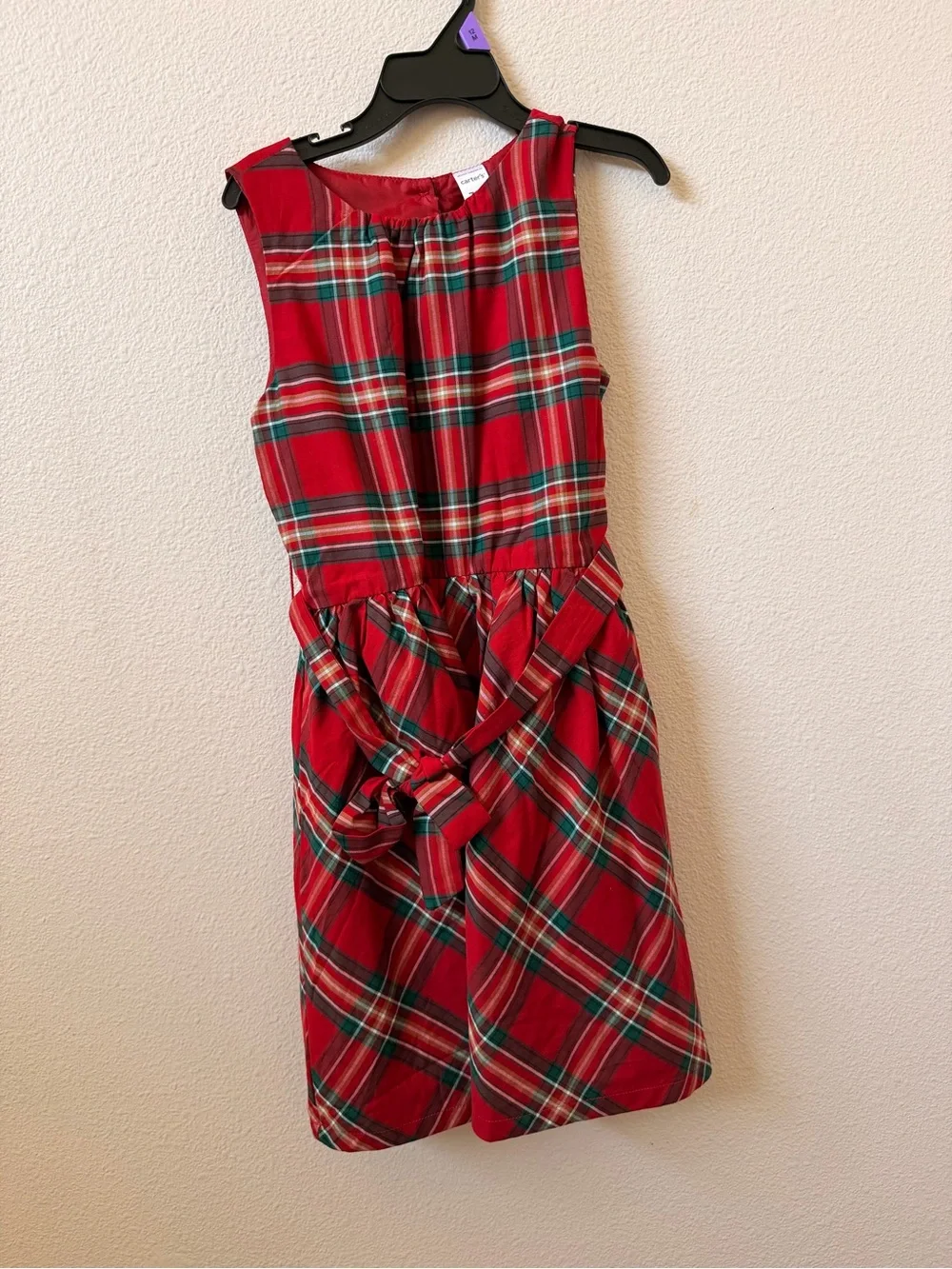 Carter's Red Plaid Sleeveless Holiday Dress with Sash